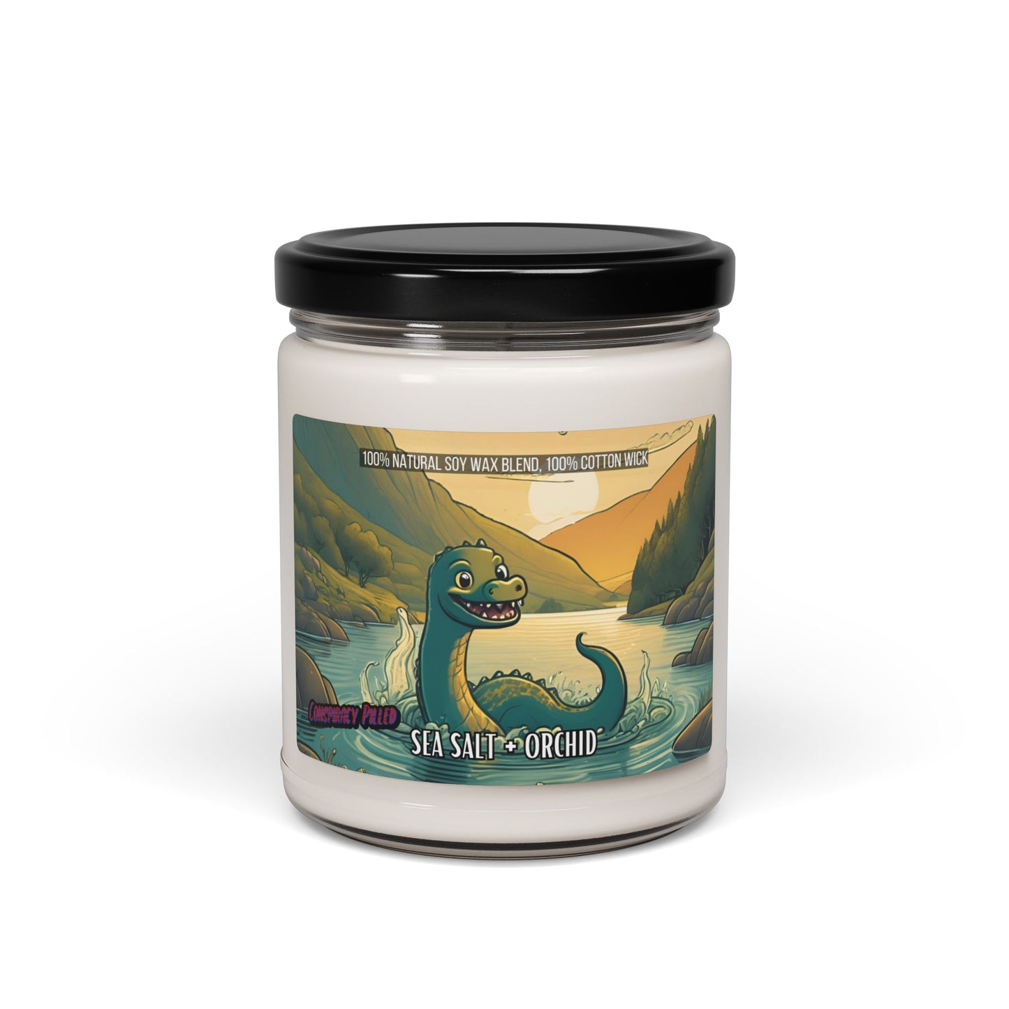 Elusive Nessie Scented Soy Candle (Sea Salt + Orchid Scented, 9oz)