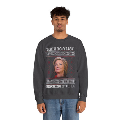 "Making a List" Hillary Clinton UGLY Christmas Sweater