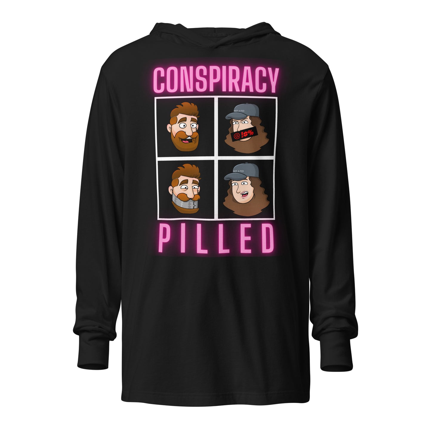 Conspiracy Pilled - Meet The Hosts (Hooded long-sleeve tee)