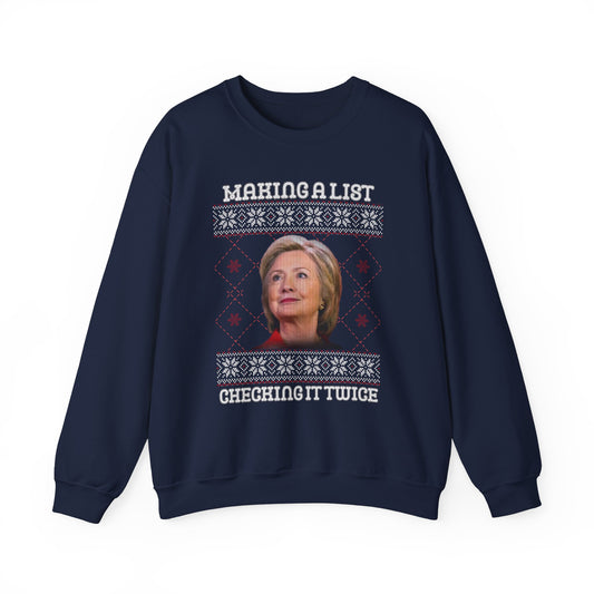 "Making a List" Hillary Clinton UGLY Christmas Sweater