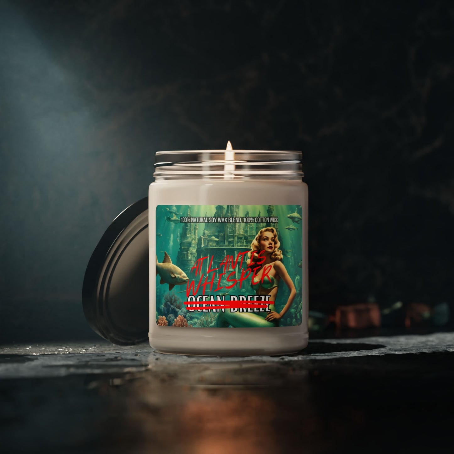 Atlantis Whisper Soy Candle (Ocean Breeze Scented, 9oz)