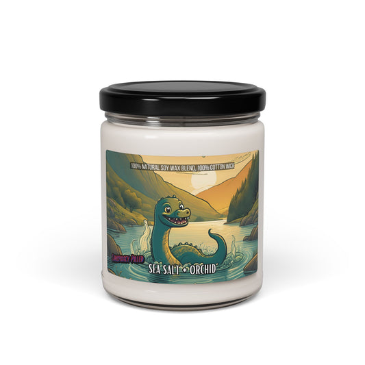 Elusive Nessie Scented Soy Candle (Sea Salt + Orchid Scented, 9oz)